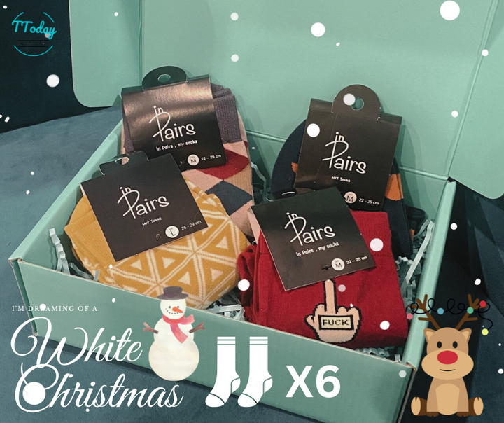 Christmas Special In Pairs Socks Gift Box In Pairs 時尚襪子聖誕禮盒 (中筒X6)