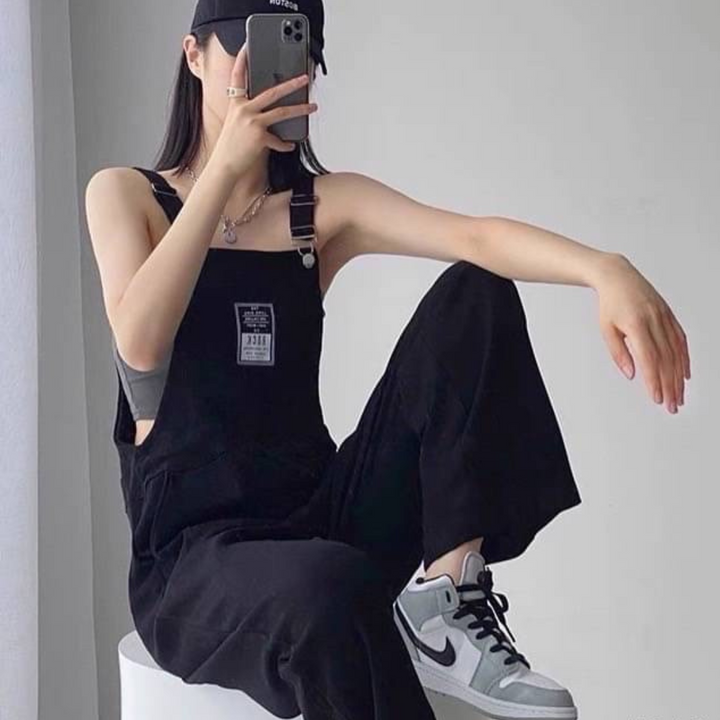 大標一大口袋造型連身褲 (2色)  Dungarees (Black | Grey )