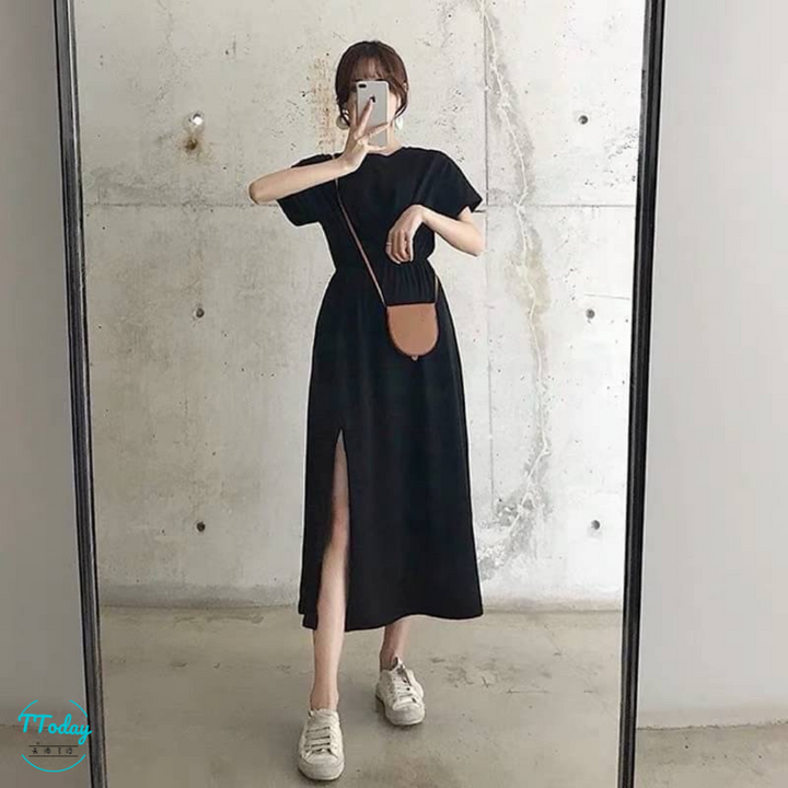 高雅俐落洋裝 Elastic waist dress